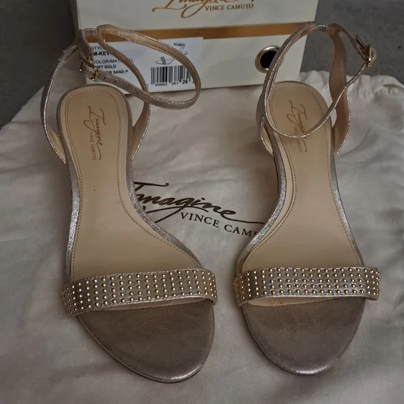 Vince Camuto Imagine Soft Gold Kitten Heels - Picture 3 of 14